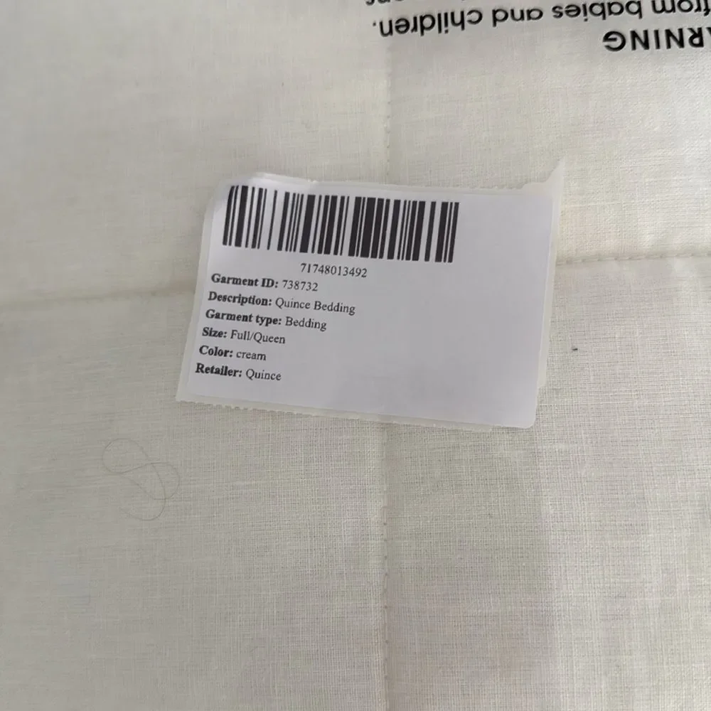 Quince European Linen Box Quilt Full/Queen NWOT ivory - Picture 5 of 8